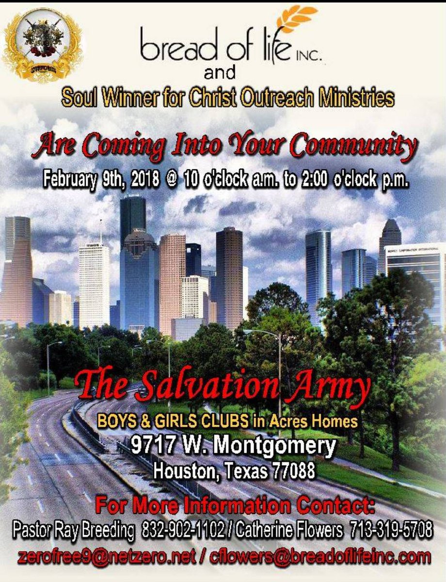 officialhofcc's tweet photo. Hurricane Harvey Survivors Assistance - Bread of Life Inc &amp; Soul Winner for Christ Outreach Ministries - The Salvation Army Boys &amp; Girls Club - Friday, February 9th 10 a.m. - 2 p.m. https://t.co/jFisfd9AG0