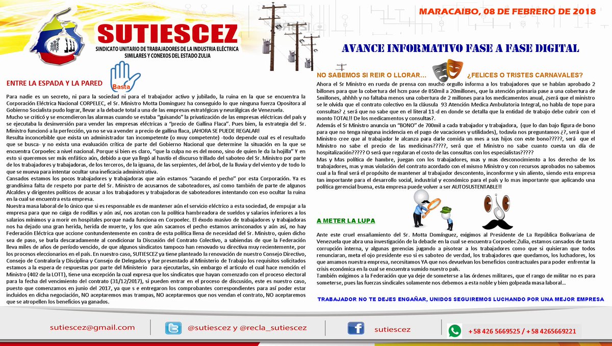 sutiescez's tweet photo. Entrega fase a fase digital, sin descanso por la lucha de los beneficios para todos los trabajadores... https://t.co/aARyzMky97