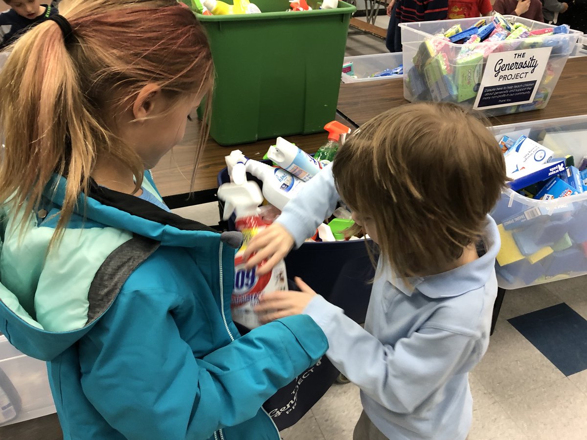 Ms_Klayman's tweet photo. It feels awesome to be packing bags of cleaning supplies for people in need! #generosityproject #bekind #begenerous #thirdgrade https://t.co/45suwbtVfC