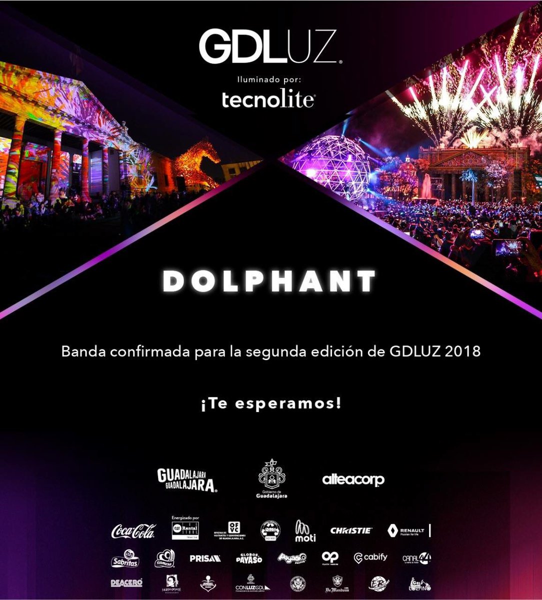 DolphantOficial's tweet photo. ✨¡Guadalajara!✨

Nos sentimos muy contentos de compartirles que hemos sido invitados a los festejos por el aniversario de nuestra querida ciudad dentro del marco del @GDLuzFestival. Pronto todos los detalles.

🗓🔥 15 de febrero | Centro Histórico.
#Dolphant #GDLUZ

🐬🐘 https://t.co/PHhDSO7dXi