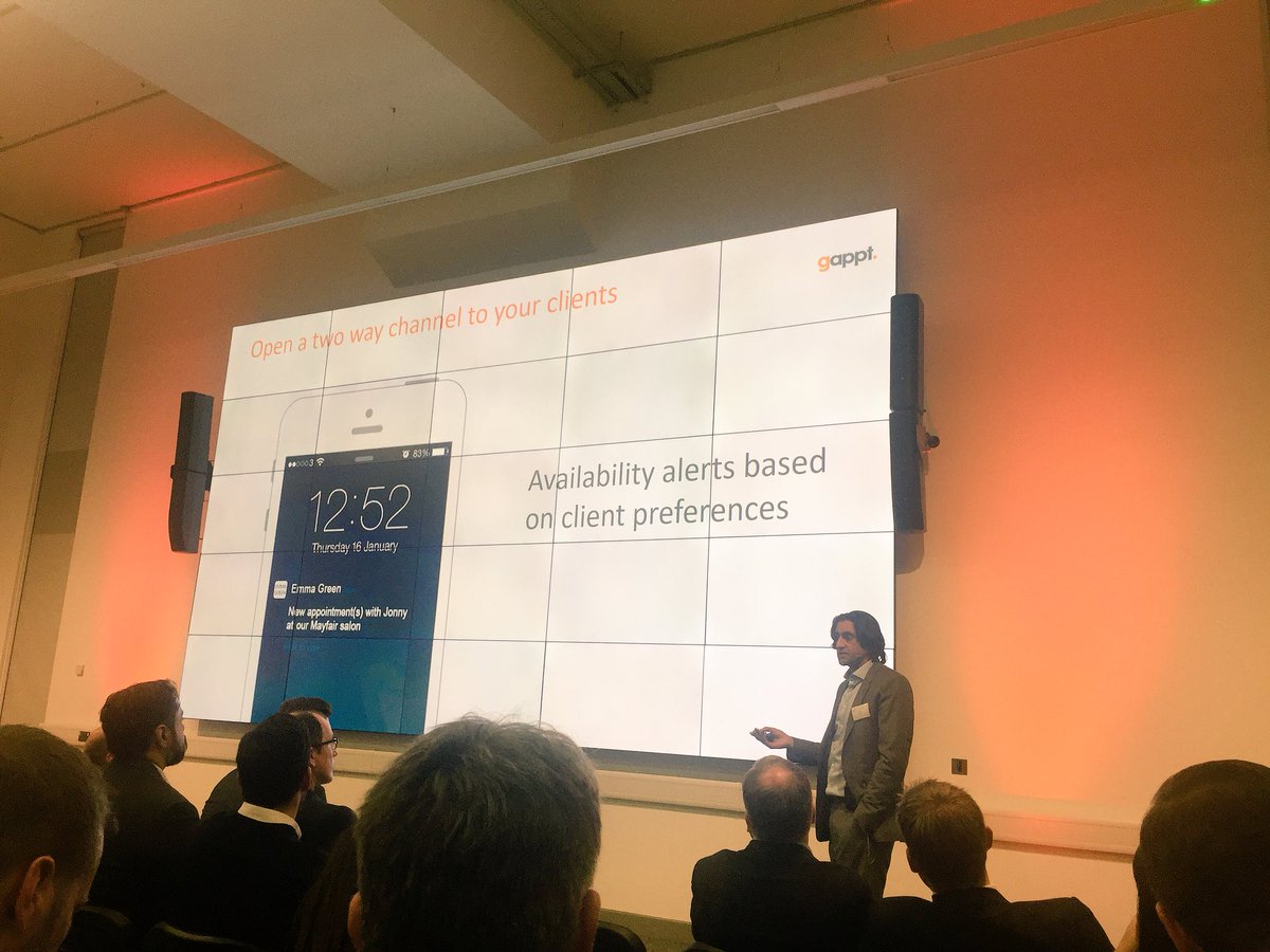 EstherLTitchen's tweet photo. Clever stuff from @gappt great innovative pitch filling those gaps in appointment schedules. Be great for me I’m always after last min appts! #ScaleMidlands @PwC_UK @TheBizzInn https://t.co/sqj5nqFlfx