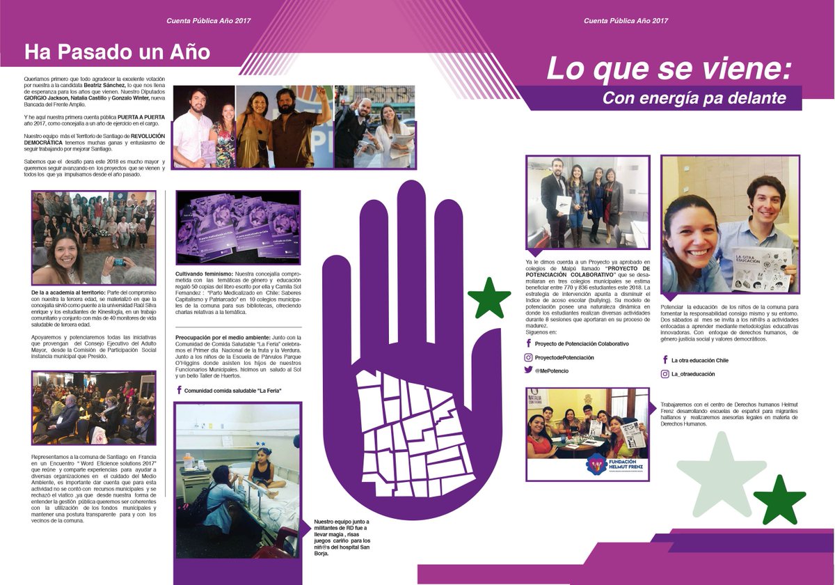 Nataliak215's tweet photo. C👀mpartimos  nuestra Cuenta Pública para contarles a los vecin@s de Santiago Centro  del  trabajo realizado durante el año pasado y también  invitarlos a participar de nuestros  próximos proyectos  para este 2018  🗣️ANÍMATE a participar para  mejorar Santiago pasito a pasito!! https://t.co/cESlo1DzmH