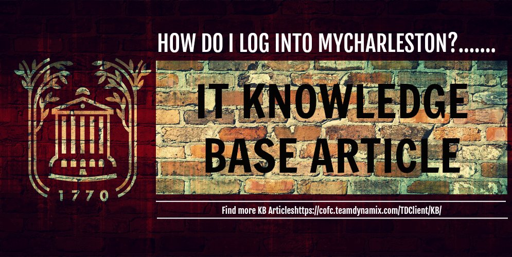 CofCITHelpdesk's tweet photo. Need help logging into MyCharleston for the First Time?...
For help, follow these steps in our IT Knowledge Base at 
https://t.co/wKvyQAEfR4
"Admitted Students must first create the account by using the customized link in the invitation email that was sent after being admitted." https://t.co/NZtwqBehwy