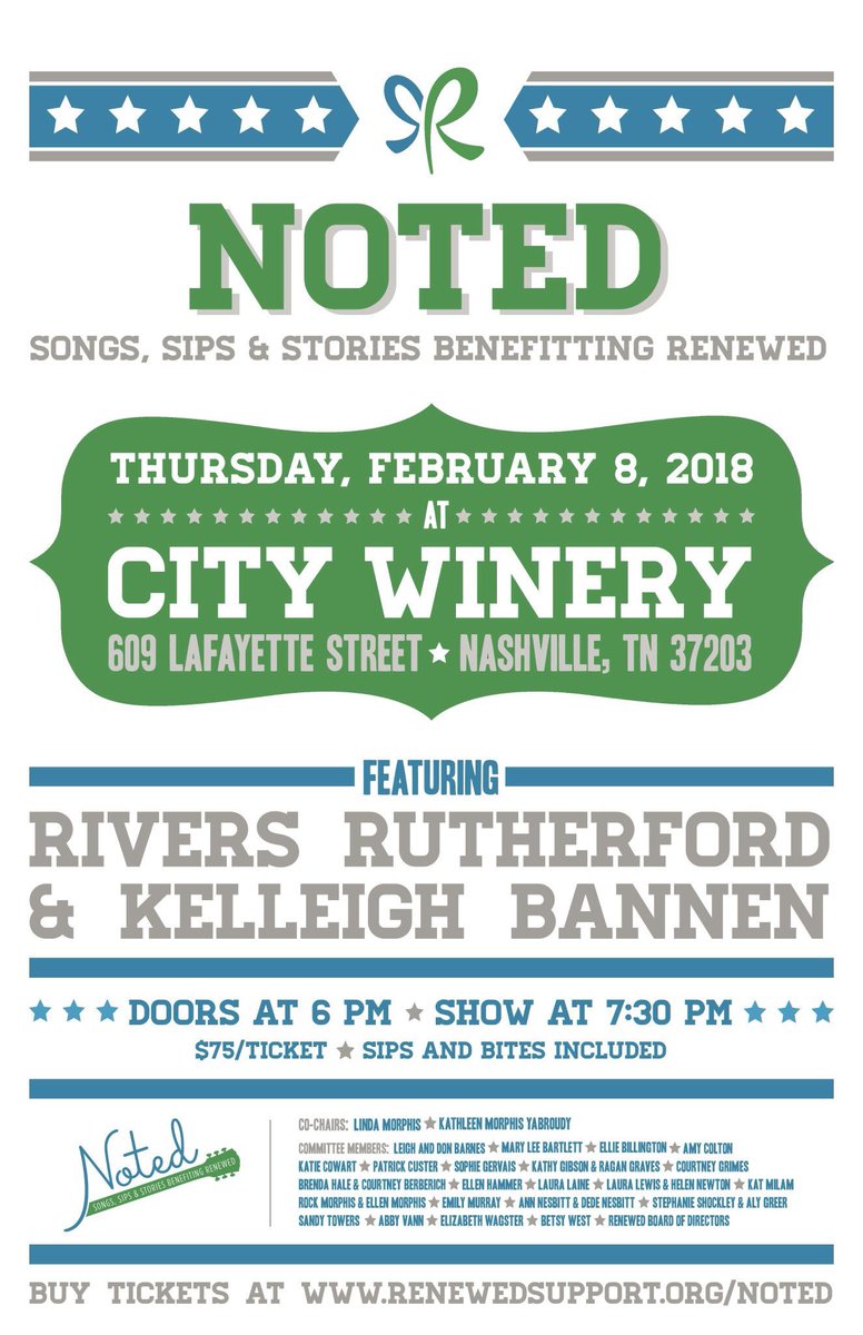 TheWomenCountry's tweet photo. Artists #MickeyGuyton #CassadeePope #MaggieRose plus #KalieShorr and #NatalieStovall join #KelleighBannen and #RiversRutherford in honor of  @RenewedSupport at @CityWineryNSH for a night of #SongsSipsAndStories! Who’s coming? https://t.co/QDQLXIgPg4