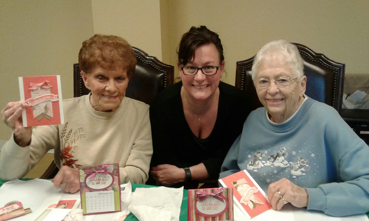 VHSilvercrest's tweet photo. Thank you Laura for helping our residents make calendars! What a fun activity!! #Artisans #CraftyCreations #StampingUp https://t.co/G4y6MBtLHq