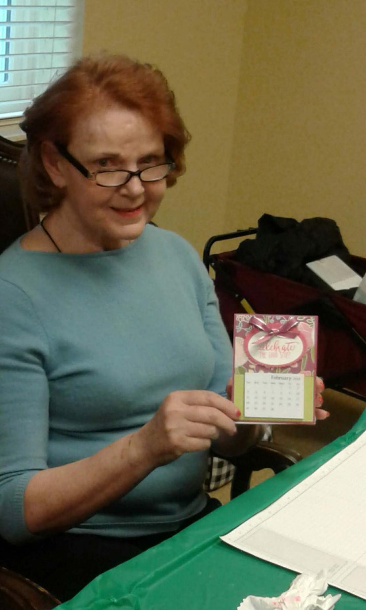 VHSilvercrest's tweet photo. Thank you Laura for helping our residents make calendars! What a fun activity!! #Artisans #CraftyCreations #StampingUp https://t.co/G4y6MBtLHq