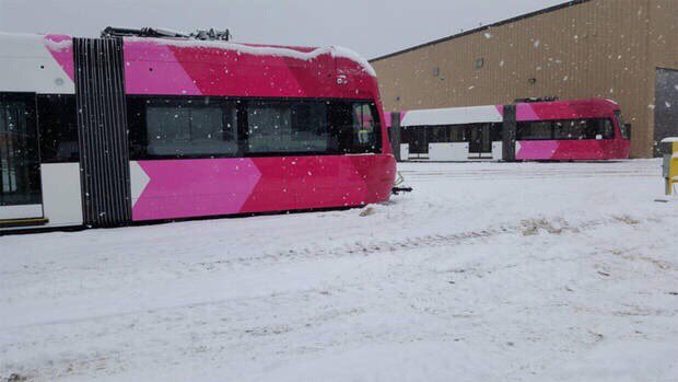 We can’t wait to see these streetcars here in OKC! Are they in "Redbud" or "Strawberry" colors? Or both? ❤️🍓 <a href="/news_ok/">news_ok</a> #StrawberryFieldsOK #StreetcarOKC #streetcar #OKC