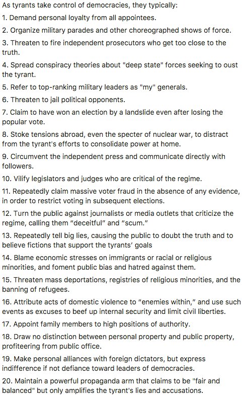 The 20 Warning Signs of a Tyrant (updated)