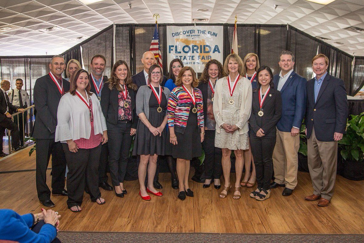 EducationFL's tweet photo. Great news! Today, @FLGovScott recognized eleven outstanding educators with the Governor’s Shine Award🏅🏅🏅.

Meet the awardees here: https://t.co/CN0I9FzmqK
#FLedu #ShineAward https://t.co/OxL14lPQen
