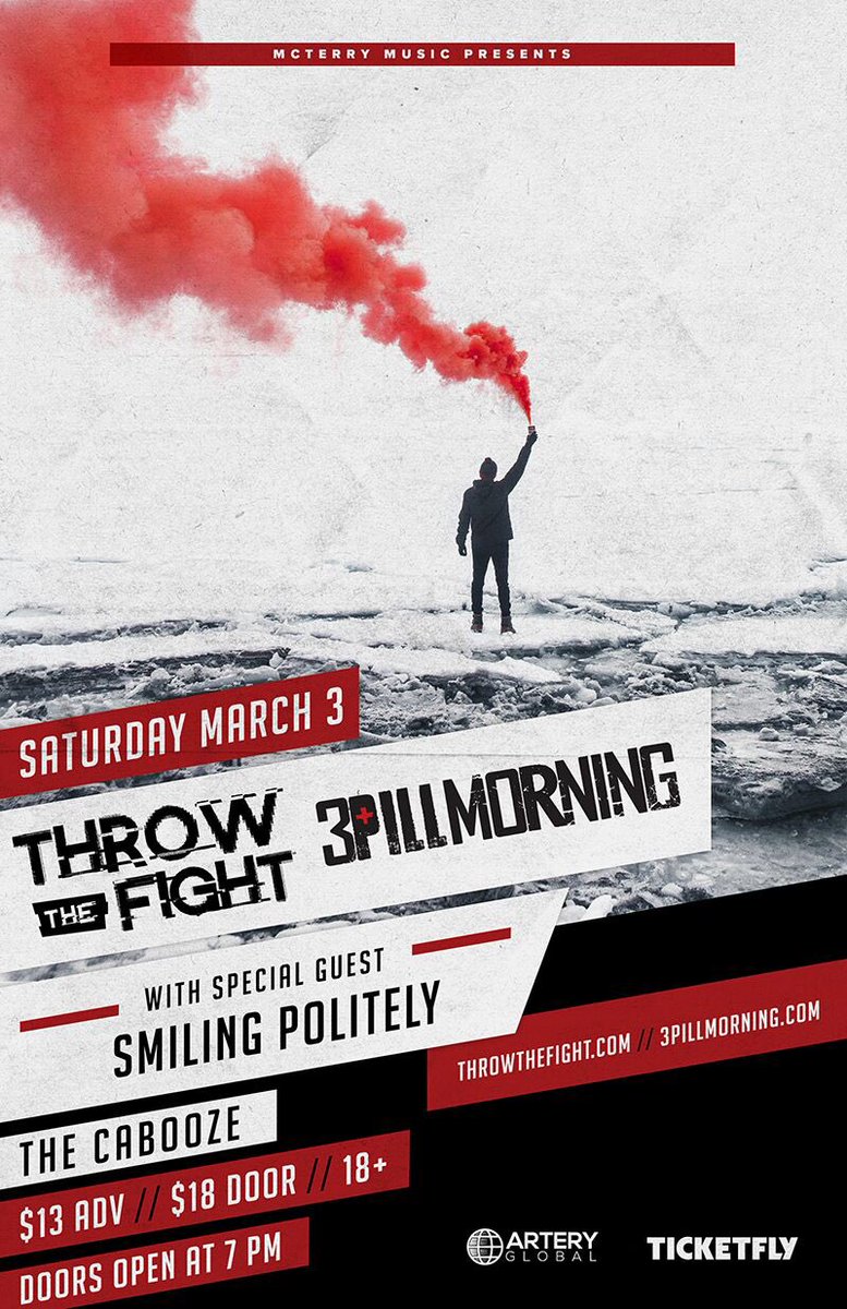 SmilingPBand's tweet photo. On March 3rd we will be live with our friends in @throwthefightMN and @3pillmorning at The Cabooze in Minneapolis! Doors are at 7pm and we go on first! Come on out and party with us! Details below! #smilingpolitely #throwthefight #3pillmorning https://t.co/0nsEHd5epO