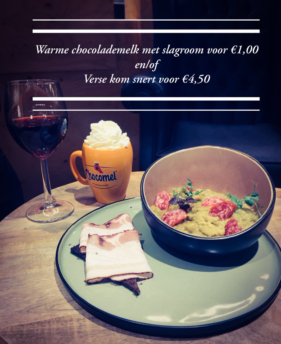 Winterse kost dit weekend in onze eetgelegenheden. 

Op ons netwerkplein de warme chocolademelk met slagroom voor €1,00 (met gratis mok)

En bij ons Foodcourtrestaurant heerlijke verse warme Snert incl roggebrood, katenspek en gluhwein voor maar  €4,50.
