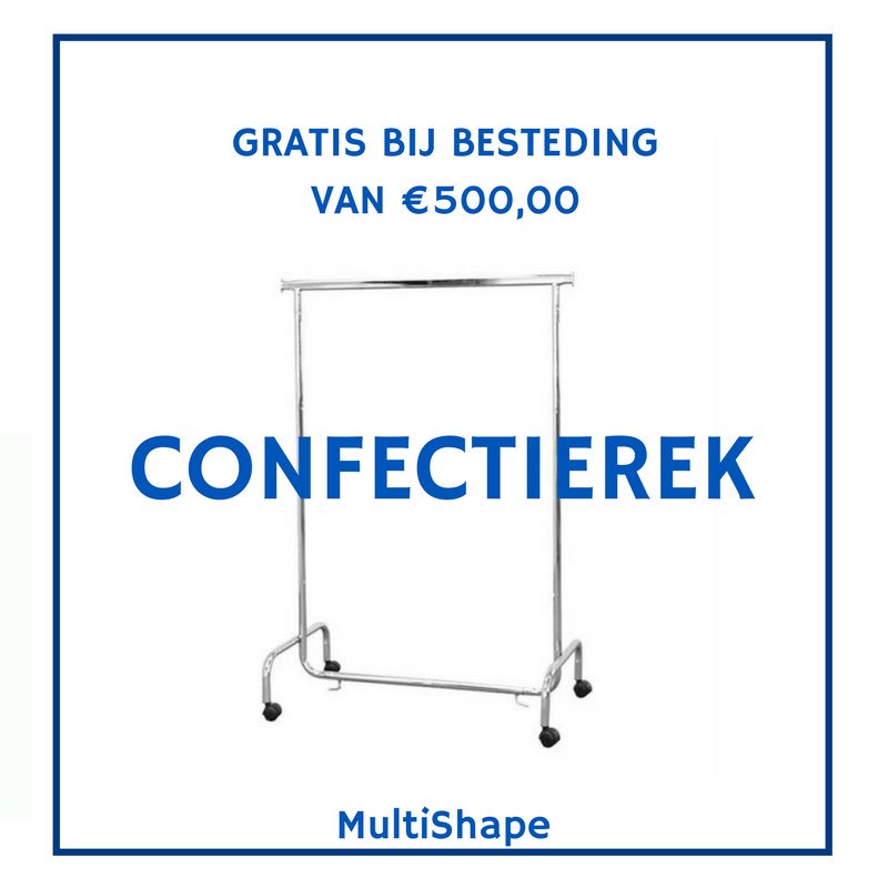 GRATIS bij besteding vanaf 500,00 euro! #confectierek #winkelinrichting #interieurbouw #multishape