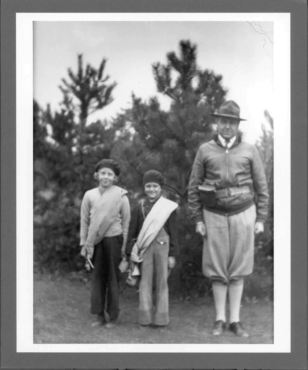 Happy #BoyScoutDay! James Foster, Darwin and Isabelle Martin's son in law, pictured in his scoutmaster uniform, with Margaret and Darwin Foster posing in sashes! Photo: UB Archives #ThrowbackThursday #Tbt #BoyScouts <a href="/boyscouts/">Scouting America</a> #Buffalo #graycliff