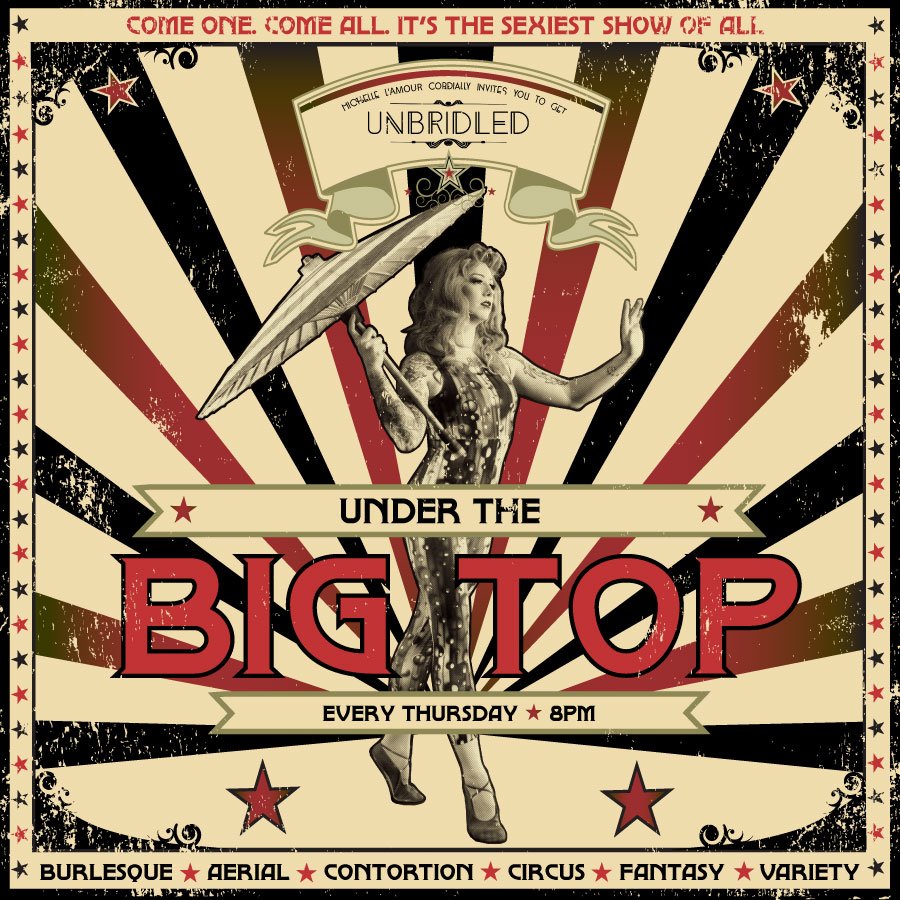 Step #UnderThe BigTop #TONIGHT.
Chicago's finest #burlesque, #aerial, #contortion, #circus and #fantasy performers bring you a carnival of delights.
Complimentary admission I 8pm doors, 9pm showtime
Dinner reservations: 312.880.1511