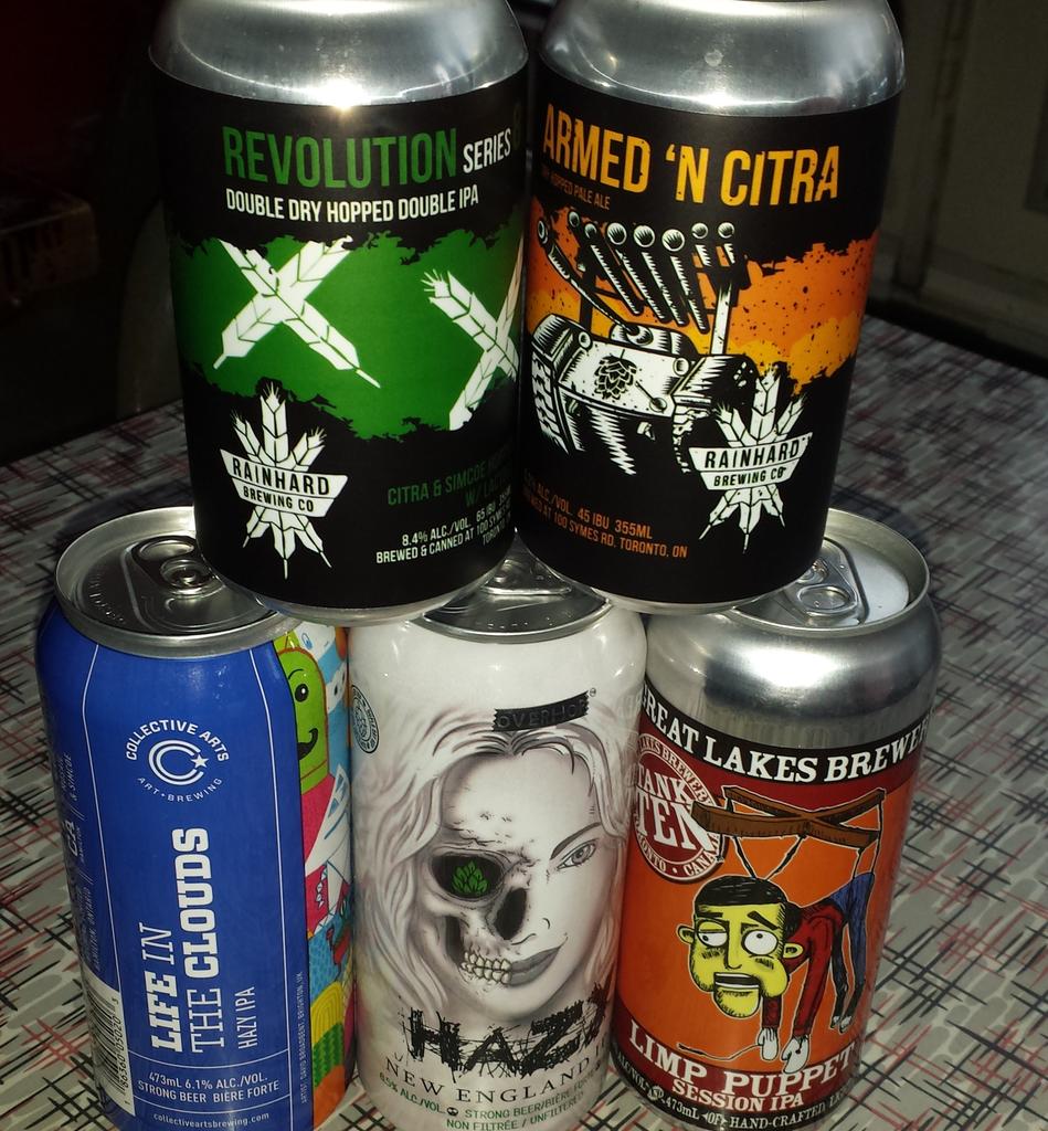 Try not to let all these hops get to your head! New cans <a href="/RainhardBrewing/">Rainhard Brewing Company</a> @collectivebrew @overhop <a href="/GreatLakesBeer/">Great Lakes Brewery 🇨🇦</a>!