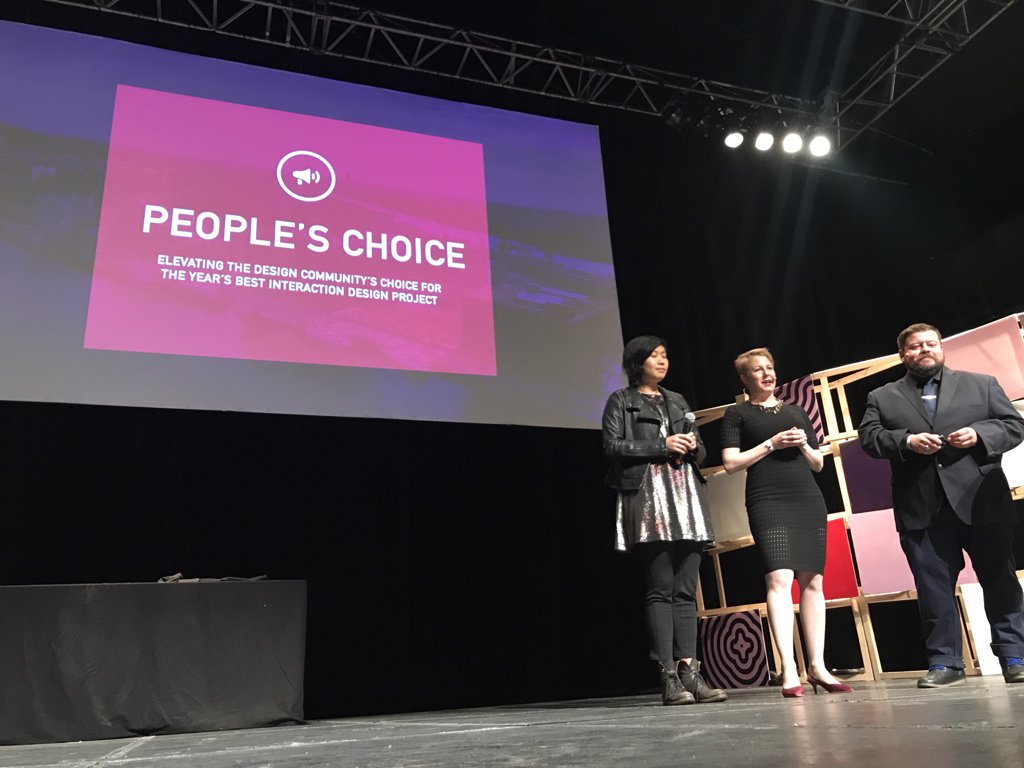 IxDAwards's tweet photo. Aaaaand next: Best in the people’s choice category is: Moment! @momentdesign! #ixd18 #ixdawards https://t.co/kVLHBH3fyZ