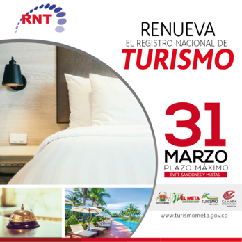 Instituto de Turismo del Meta invita a los empresarios de la región a renovar el registro nacional de turismo antes del 31 de marzo. <a href="/turismo_meta/">Turismo del Meta</a> goo.gl/gbXGZN