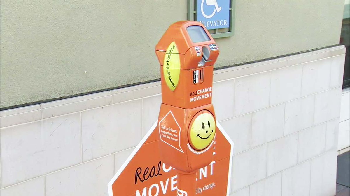 ABC7's tweet photo. Homeless donation parking meters come to downtown Los Angeles https://t.co/WvVuGIZJoG https://t.co/0p1zQesEL1