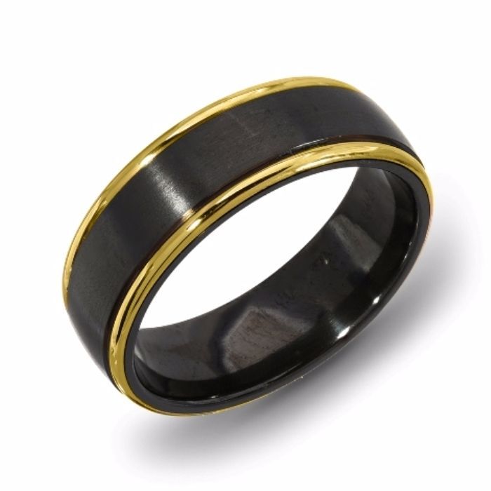 #BlackZirconium Band ~ 14K Yellow Gold Inlay Border (7300Y) #weddingring #weddingband #rings #stl #stlouis bit.ly/2l4X7BO