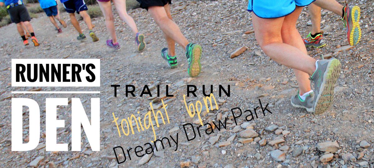 RunnersDen's tweet photo. It's Trail Run Thursday here at Runner's Den! Join us bi-weekly at Dreamy Draw Park, 6pm, off of Northern and Hwy 51. All abilities welcome as we break off into groups based on pace. Nobody left stranded! It would be bad PR. #dirtyshoes #nopavement #runnersdenaz https://t.co/znp4UnlCGF