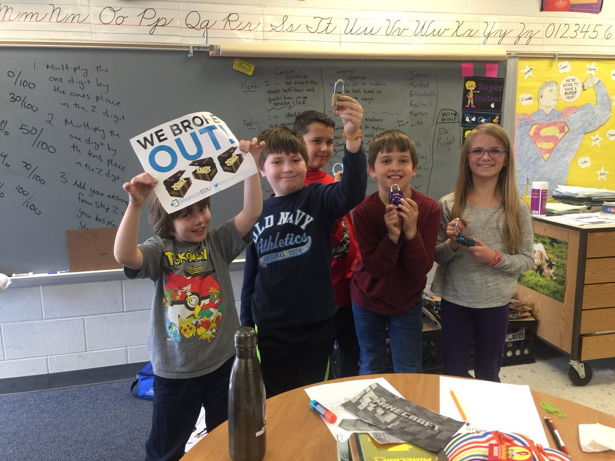 My3rdGradeStory's tweet photo. Success! Thanks @bethanydeputy for putting this one together 👍🏻 #BREAKOUTEDU https://t.co/S6u3udQXjd