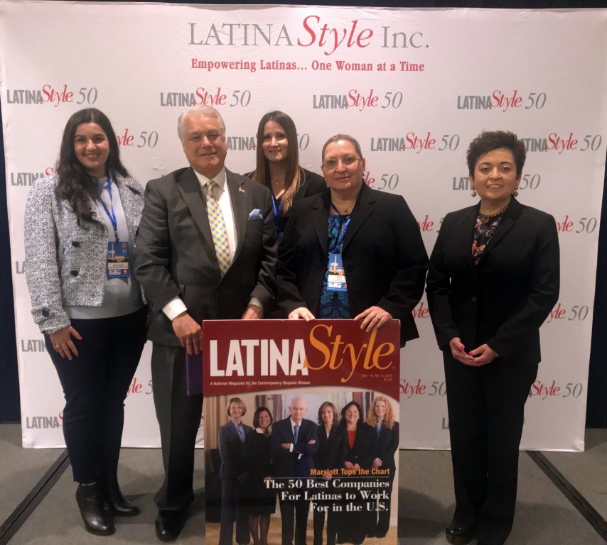 MarriottIntl's tweet photo. We are proud to partner with @LATINAStyleMag, sharing the goals of equality and opportunity for all, and to accept this award for being a best company for Latinas to work at! -- At the 20th Anniversary LATINA Style 50 Awards & Diversity Leaders Conference #LS502018 https://t.co/M5MOzkMaqJ