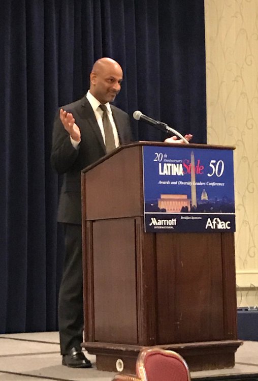 MarriottIntl's tweet photo. We are proud to partner with @LATINAStyleMag, sharing the goals of equality and opportunity for all, and to accept this award for being a best company for Latinas to work at! -- At the 20th Anniversary LATINA Style 50 Awards & Diversity Leaders Conference #LS502018 https://t.co/M5MOzkMaqJ
