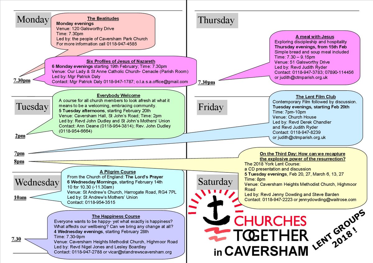 CavershamStA's tweet photo. Wed Feb 14th is Ash Wednesday- the beginning of Lent. Some v interesting Lent Courses running in Caversham this year. Details on this poster or via https://t.co/9or2XW62XW https://t.co/exx5ZazoMR