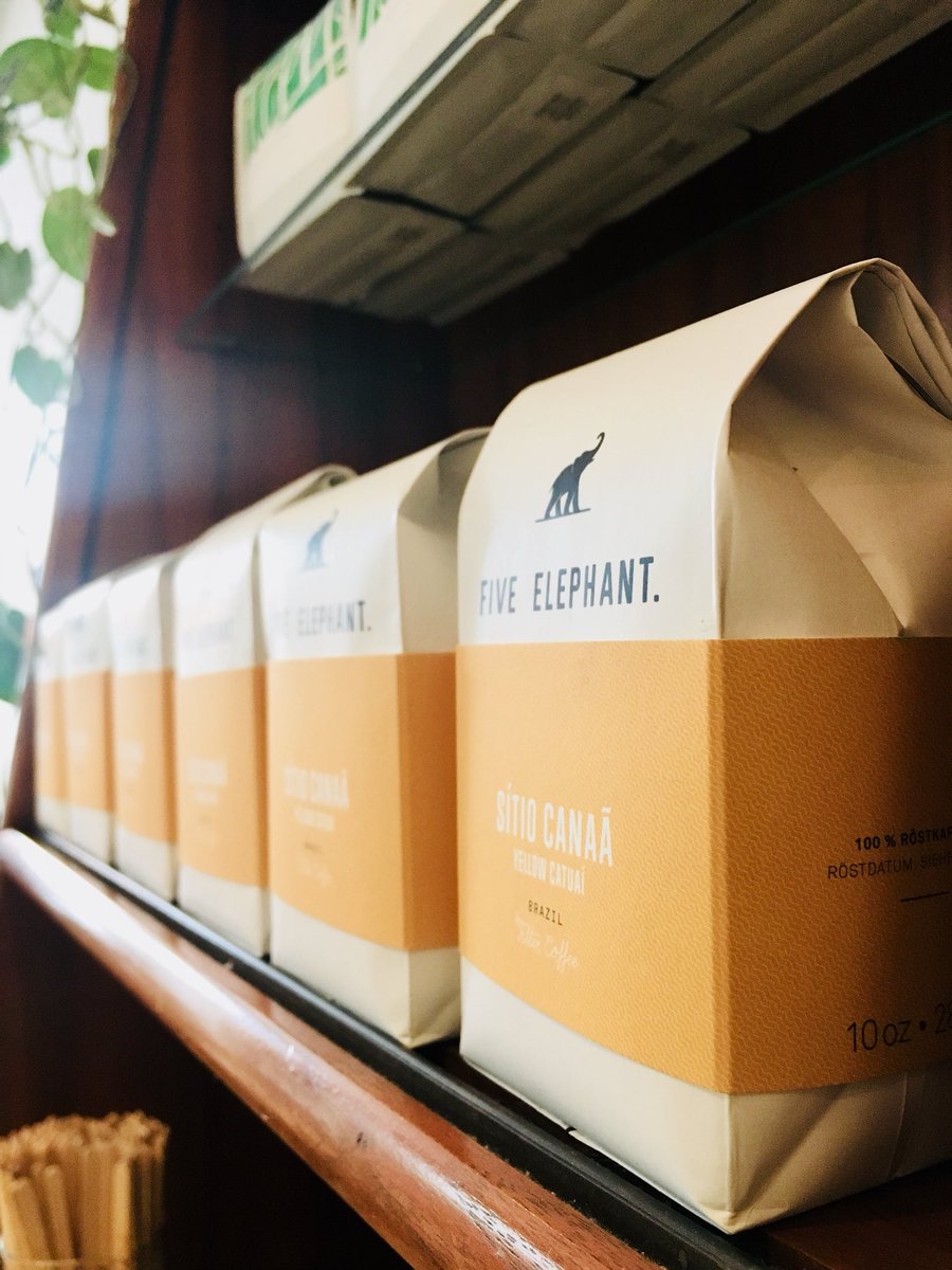 Shelves are restocked with fresh <a href="/FiveElephant/">Five Elephant Coffee</a> Brazil Sítio Canaã. Grab a bag of this candy bar sweet coffee for your lovah! 🍫 ☕️ 💕