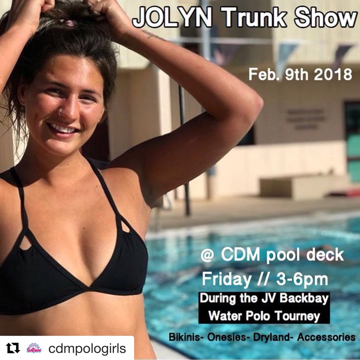 Jolyn Trunk Show at JV Backbay Tournament 👙this Friday from 3-6pm on the CDM pool deck💦🤽‍♀️ Come shop and support your Sea Queens 👑 #goseaqueens  #jolynclothing <a href="/JolynSwimwear/">Jolyn Swimwear</a>