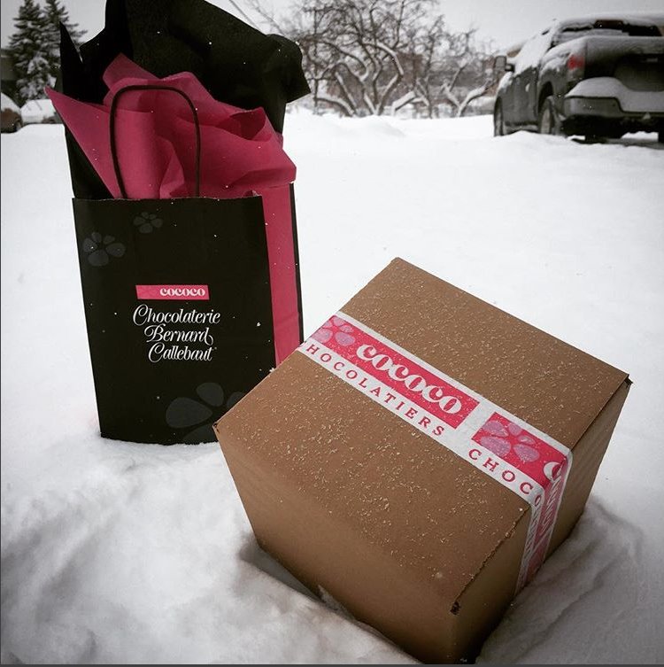 Snow days are made for online shopping! We have our top Valentine’s offerings ready to go. No sense driving!
Oh ... and we deliver across Canada for any lovies who live elsewhere. 💕
.
Check out our LookBook for chocolate gift inspiration. bit.ly/CococoLookBook