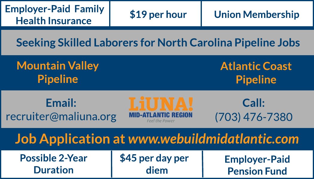maLiUNA's tweet photo. Seeking Skilled Laborers for #Pipeline #Jobs in #Virginia and #NorthCarolina. If interested, please visit https://t.co/kGTIIQ7Hfx and fill out the application #pipelinesarelifelines #hiringlocal https://t.co/Ju3lhB4nOx