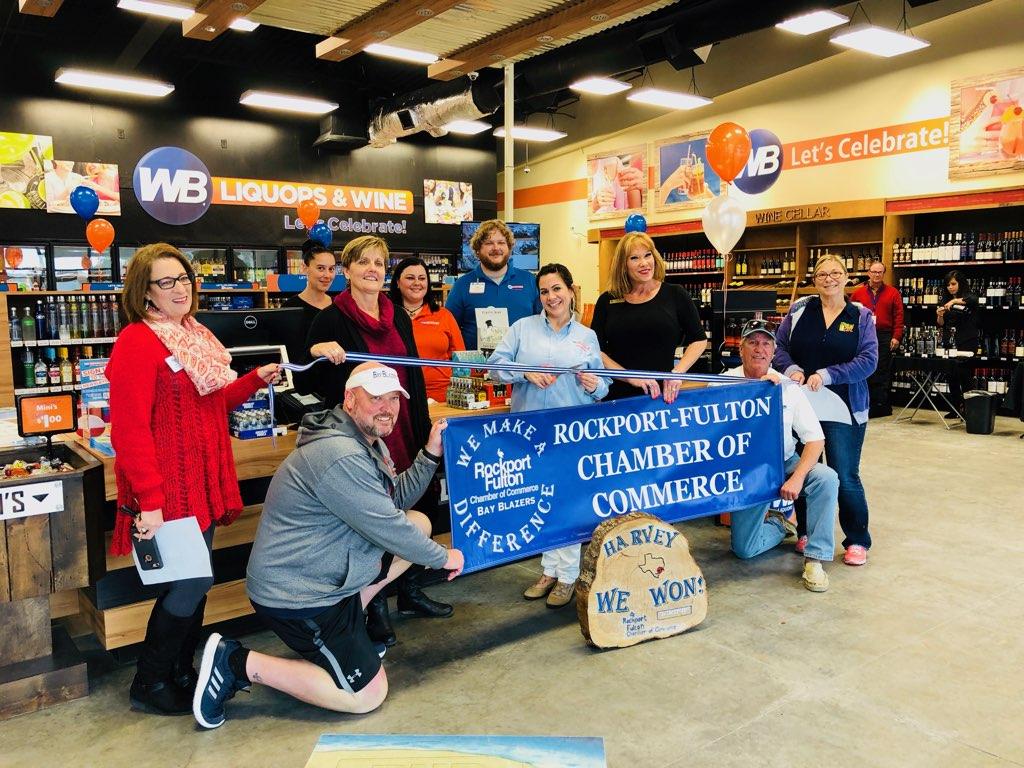 mmiibrown's tweet photo. Let's Celebrate WB Liquors Rockport, TX! We are grateful and excited to be back in the great community of #Rockport! #rfchamber #rockportstrong https://t.co/6Td2tQZp7D