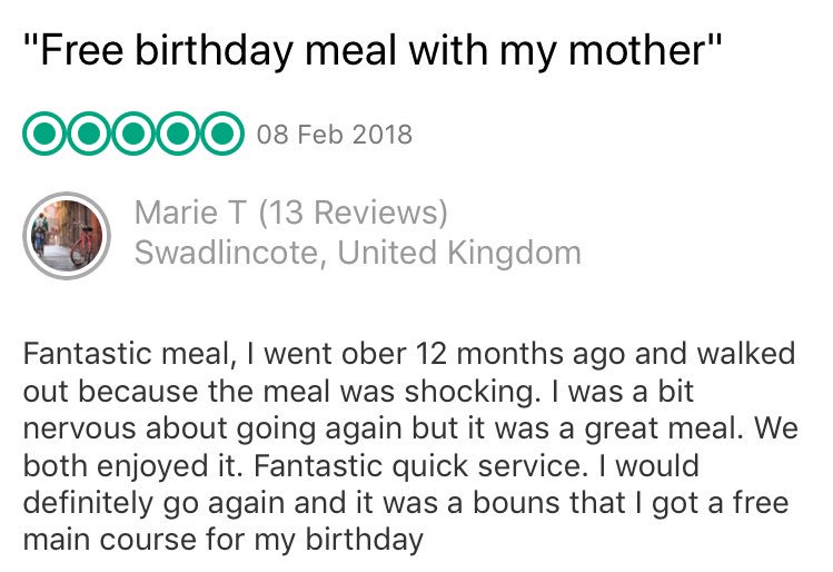 Another 5 ⭐️ review! We’re now 39 out of 153 restaurants in burton! Go Team Stanhope! <a href="/mattavery1968/">Matt Avery</a> 😃