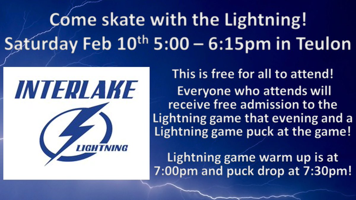 provlightning's tweet photo. Hey Lightning fans before the Saturday’s game vs. @WinnipegWild Come Skate with the LIGHTNING!!  See below. https://t.co/EsKVptusC8