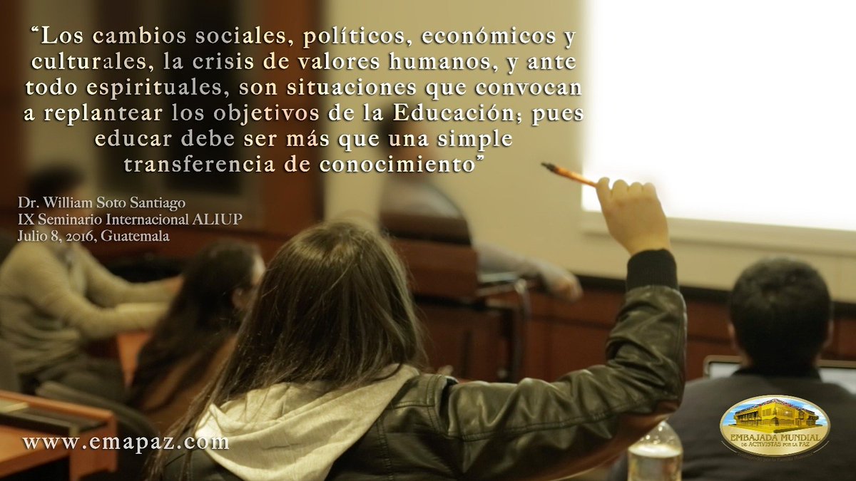 embajadaporpaz's tweet photo. Ante la necesidad de replantear los objetivos actuales de la #educación, la #ALIUP ha iniciado un trabajo solidario y de respaldo con las instituciones y organismos encargados para transformar integralmente al individuo y a la sociedad. https://t.co/UXzyyIhAXo https://t.co/LdKdBeUrVm