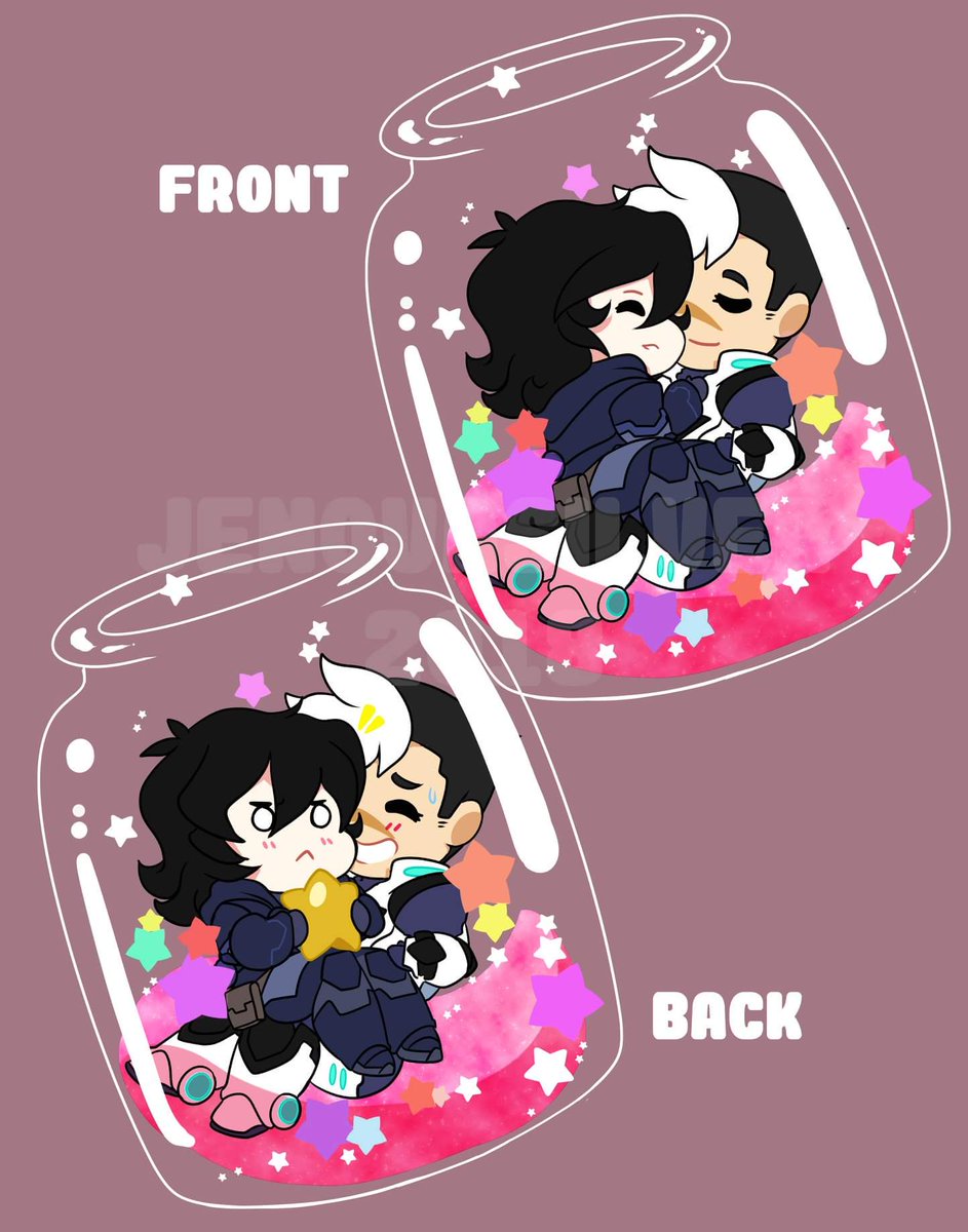 JenosonTwit's tweet photo. Minor sickness be damned. Working on cute bottle couple charms. They'll be big 3in babies.
Keith pls, the star isn't going to hurt Shiro i..
#heprotect #vld #sheith #merch #fanart #kawaii #charms #chibi #WIP https://t.co/qNZkKKTjU0
