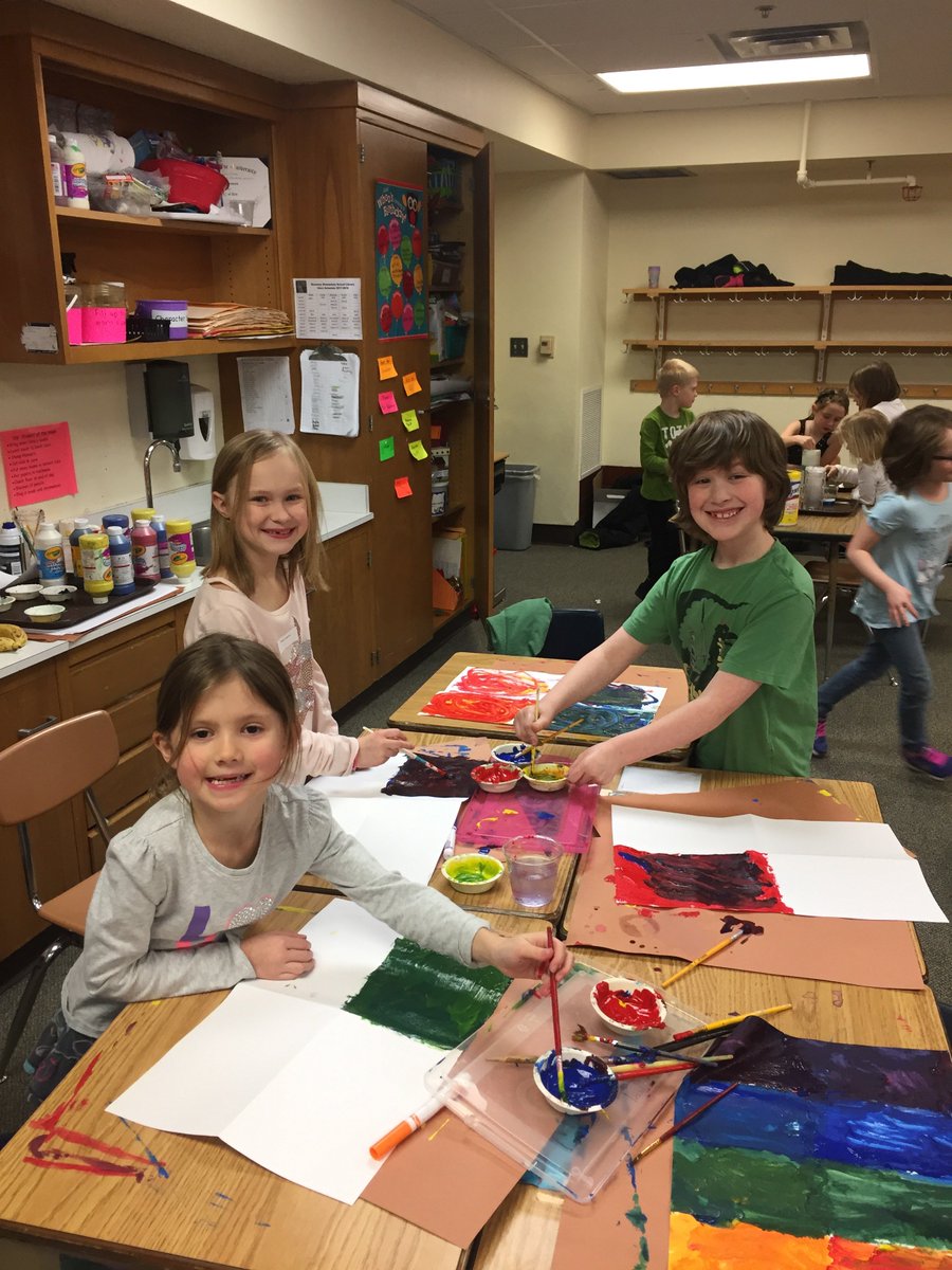 Steam tonight with first graders learning about primary and secondary colors through cloud experiment and making paper inspired by Eric Carle! #DLSchools