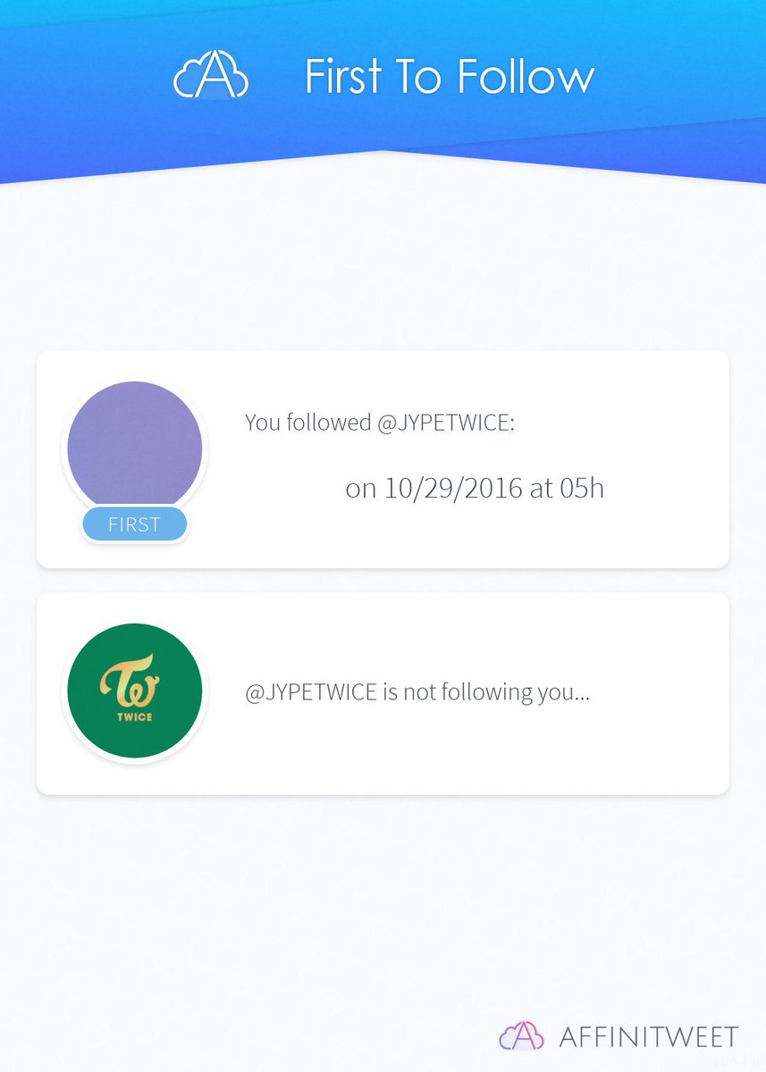 soonhan_net's tweet photo. #Affinitweet First To Follow
You followed @JYPETWICE on 10/29/2016 at 05:05:17.
@JYPETWICE is not following you...
via https://t.co/ZxV0gz6ZZs https://t.co/jOdkaA3oGl
