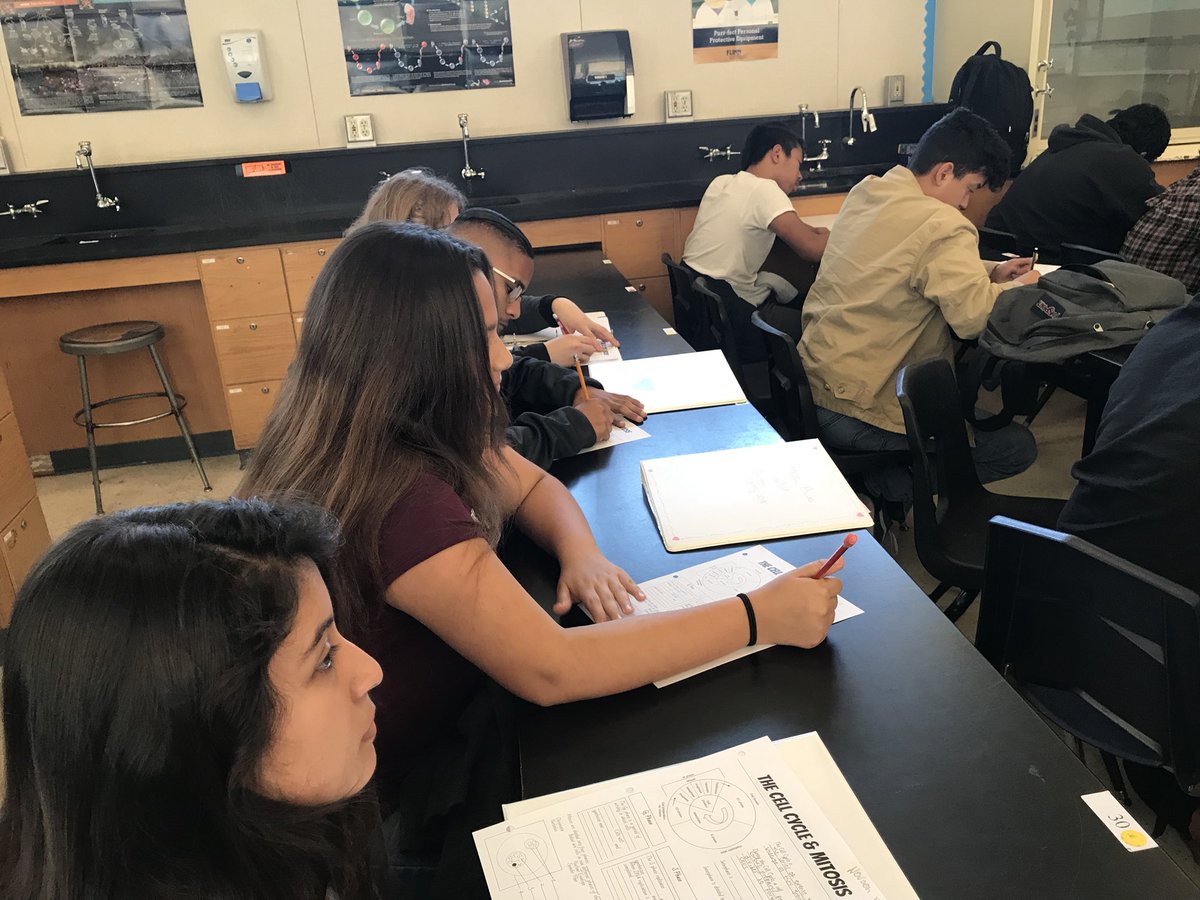 Bio students learning about the cell cycle and Mitosis!  Students engaged in the work of lesson and showing a joy for learning-go Knights! <a href="/bullardsanders/">Scott Sanders</a>