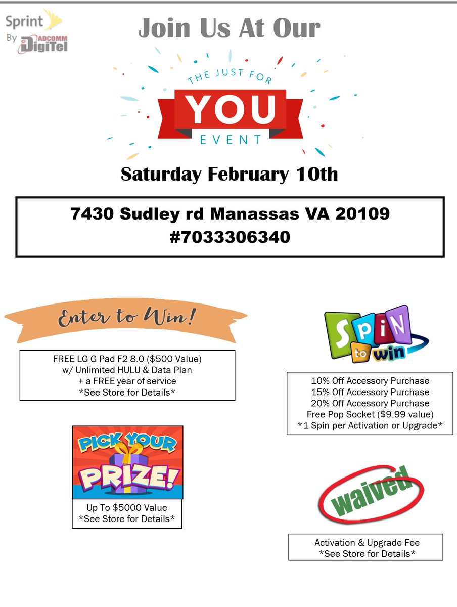 man2_adcomm's tweet photo. Join us next Saturday and let us thank you for your loyalty. Great prices and promoa just for you! #sprint #nova https://t.co/dlHwtDUWZR