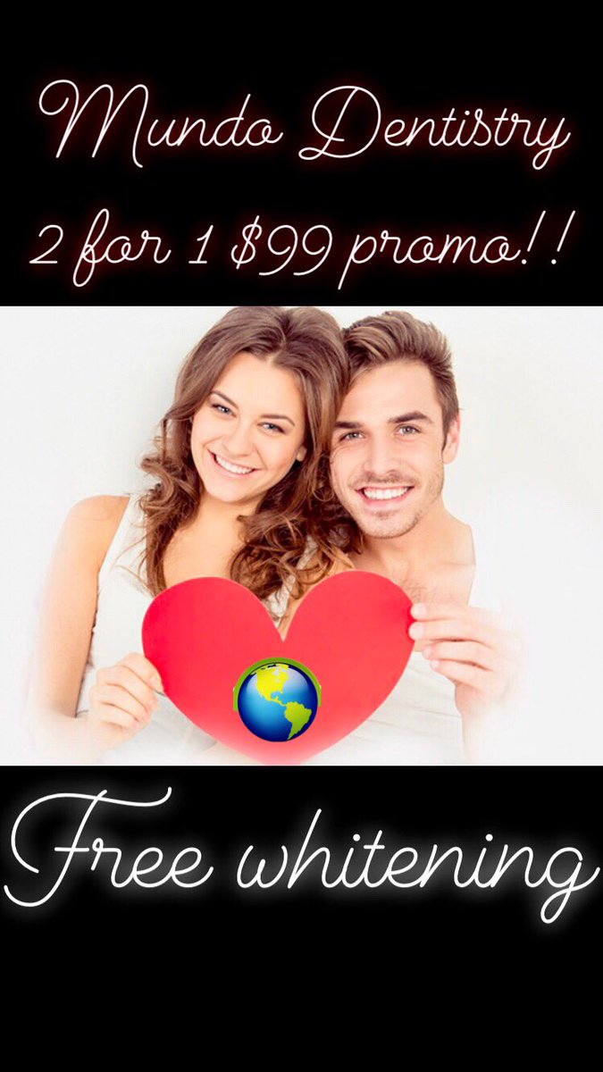 MundoDentistry's tweet photo. Inviting you to bring in that special someone for 2 for 1 for only $99!!
Book now 😍 https://t.co/9ULvgYScJy