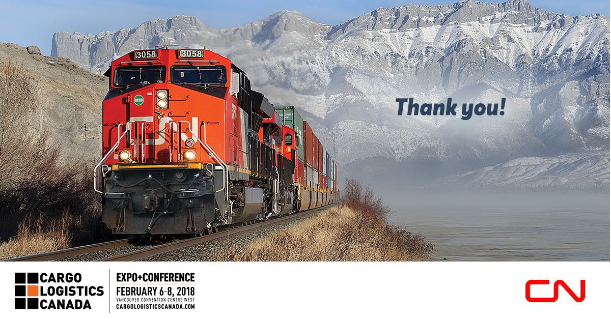 CNRailway's tweet photo. Thank you to the organizers and attendees of the @CargoLogistics Expo and Conference! #Cargo2018 https://t.co/ibPs6lY3Iy