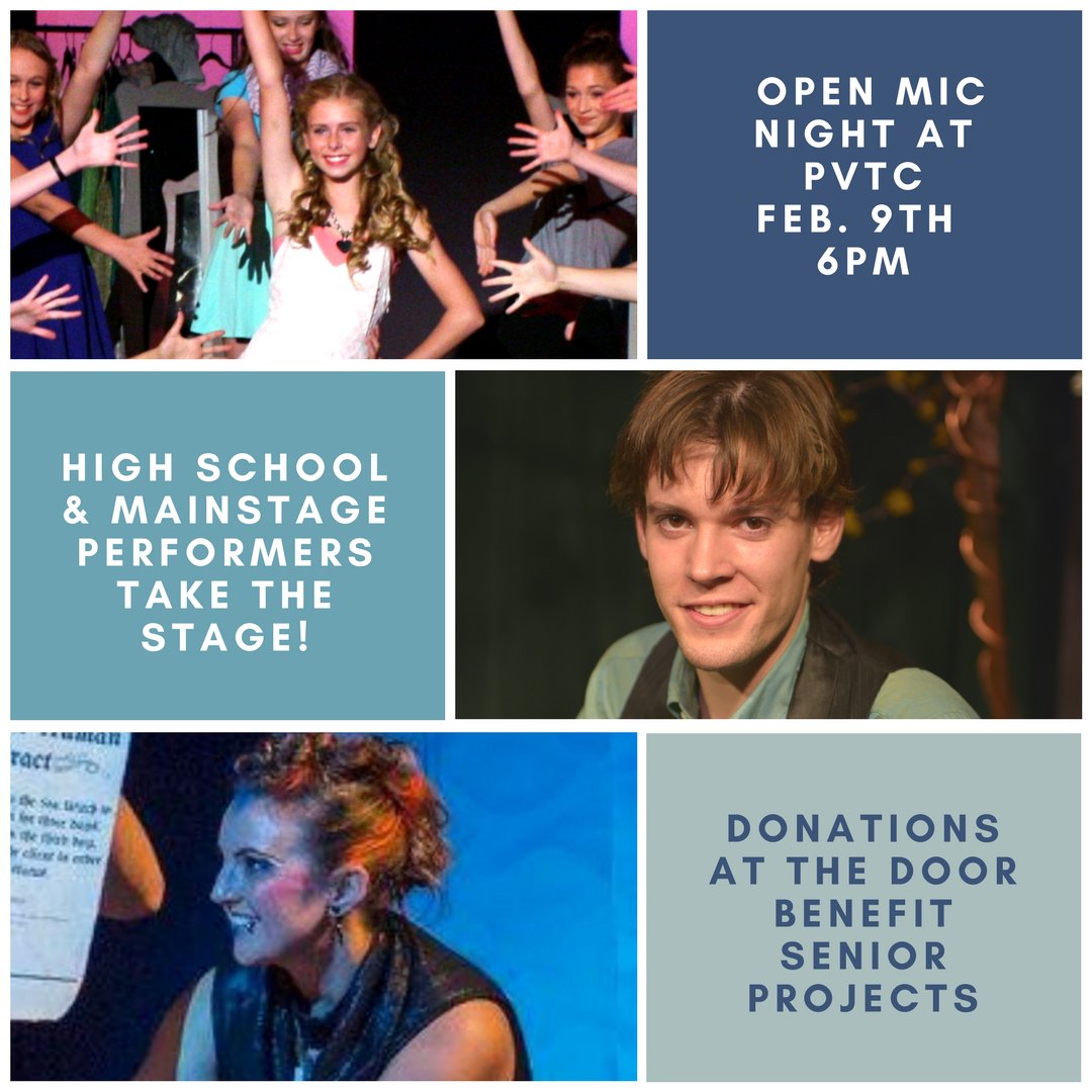 pvtc_ca's tweet image. Are you excited for OPEN MIC NIGHT? We are!!! Join us THIS Friday at 6pm (Feb. 9th)! #pvtcOpenMicNight #pvtchstroupe #seniorprojects #bakesalepvtc