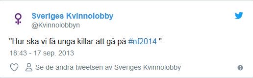 M____i____T's tweet photo. 2013 var lite roligt ändå, Kvinnolobbyn undrade varför inte unga killar var intresserade av deras #NF2014 året därpå. Lägga ihop 2+2 är kanske svårare än vad man kan tro för vissa...
#svpol https://t.co/2jlowDXy0X