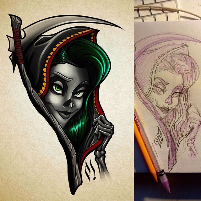 fritterpann's tweet photo. Death #death #dead #muerte #lamuerte #seductive #sweetdeath #scythe #bold #pinup #modernpinup #mrturn #tattooart #procreate #flashtattoo #tattooflash https://t.co/jsZEAtIYnm https://t.co/kiFl6Vey9m