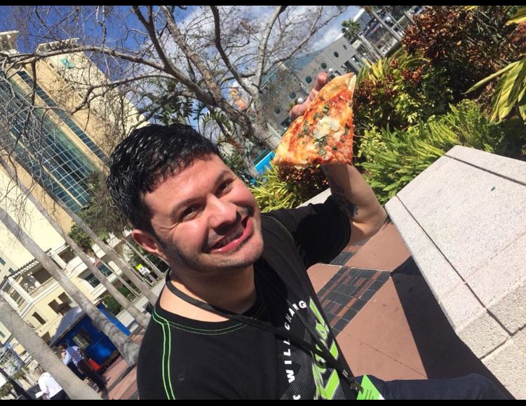 Our call our customers “friends”. Here’s our friend Chris enjoying a little slice of heaven from the Doughbie Brothers!!!