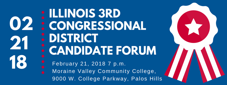 LWVChicago's tweet photo. On Feb. 21, join our IL-3 Candidate Forum with @RepLipinski  and @Marie4Congress  at Moraine Valley Community College in Palos Hills. Come out to learn more about the candidates in one of the most high-profile primary races of the season. 
https://t.co/Mxlwfe87Mi https://t.co/meFovrFwwU