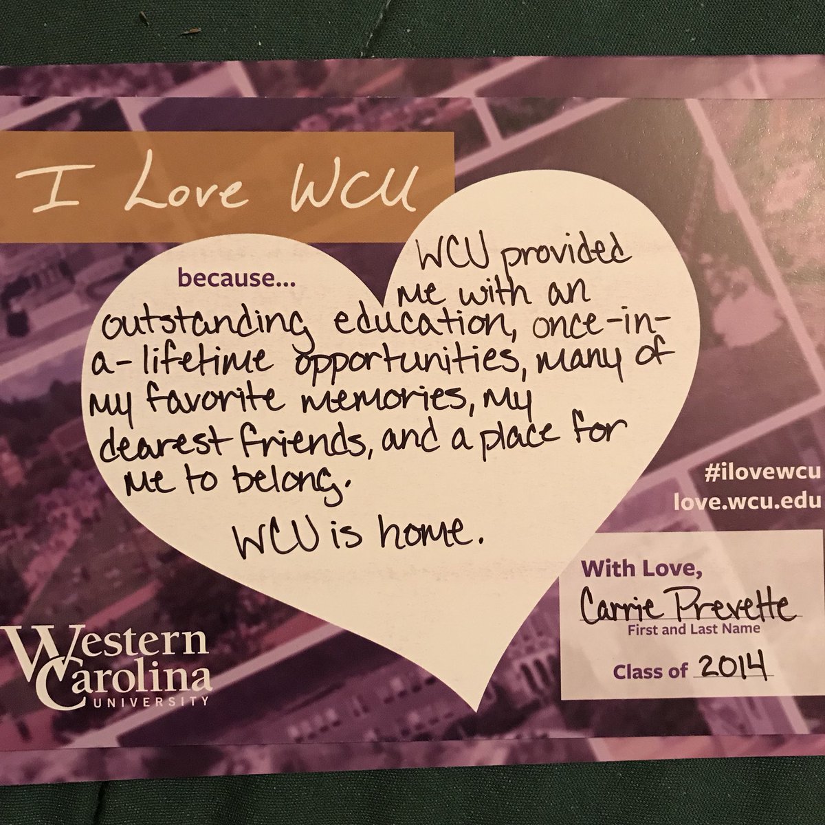 Hey_CarrieJ's tweet photo. I could never thank you enough for all you’ve given me, @WCU. #ilovewcu #catamountforlife #gocats https://t.co/hMRmkoVMIR