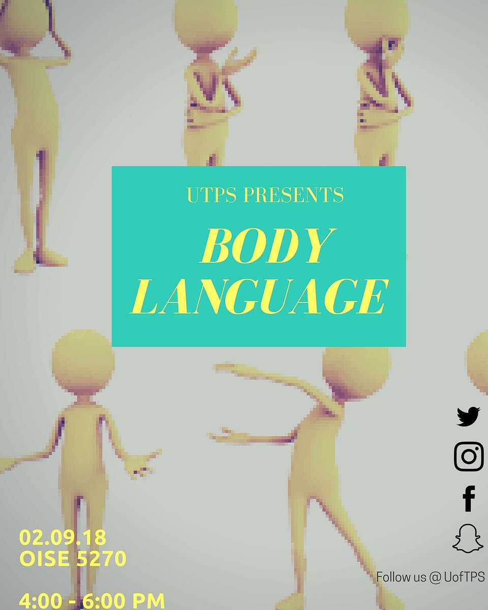 Tomorrow! 4-6pm 😁 see you all then!!! 💨🏃 #uoft #utps #body language
